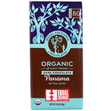 Equal Exchange, Organic, Dark Chocolate, Panama Extra Dark, 80% Cacao, 2.8 oz (80 g)