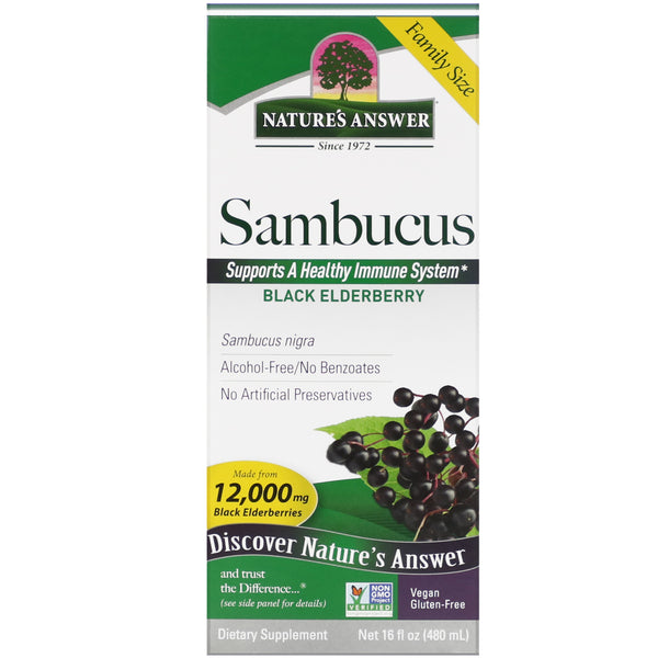 Nature's Answer, Sambucus, Black Elderberry, 12,000 mg, 16 fl oz (480 ml) - The Supplement Shop