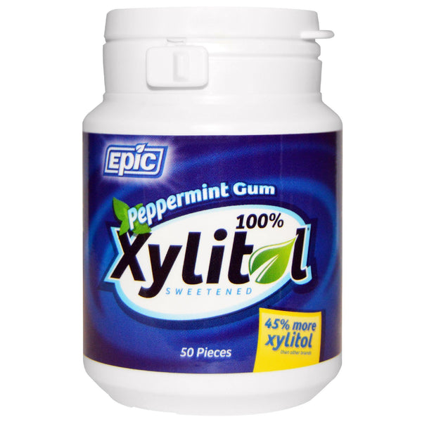 Epic Dental, 100% Xylitol Sweetened, Peppermint Gum, 50 Pieces - The Supplement Shop