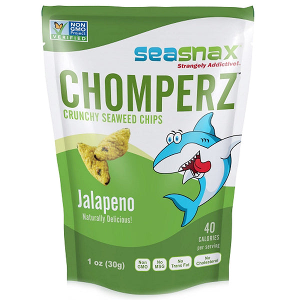 SeaSnax, Chomperz, Crunchy Seaweed Chips, Jalapeno, 1 oz (30 g) - The Supplement Shop