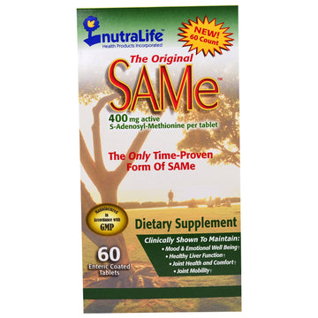 NutraLife, The Original SAM-e (S-Adenosyl-L-Methionine), 400 mg, 60 Enteric Coated Caplets