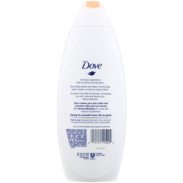 Dove, Purely Pampering, Body Wash, Shea Butter with Warm Vanilla, 22 fl oz (650 ml) - The Supplement Shop
