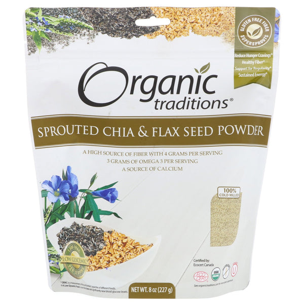 Organic Traditions, Sprouted Chia & Flax Seed Powder, 8 oz (227 g) - The Supplement Shop