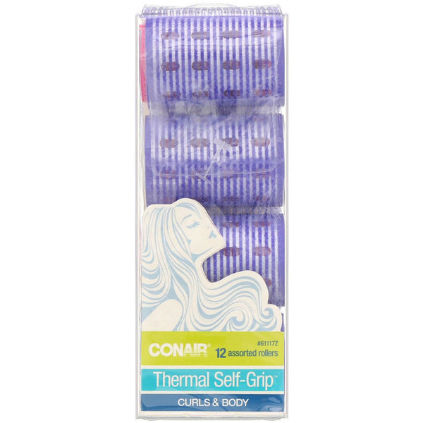 Conair, Thermal Self-Grip, Curls & Body, Hair Rollers, 12 Assorted Rollers - The Supplement Shop