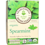 Traditional Medicinals, Herbal Teas, Organic Spearmint, Naturally Caffeine Free, 16 Wrapped Tea Bags, .85 oz (24 g) - The Supplement Shop