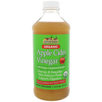 Country Farms, Organic, Apple Cider Vinegar with Ginger, Cayenne & Maple, 16 fl oz (473 ml)