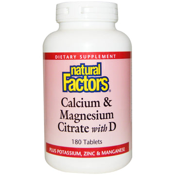 Natural Factors, Calcium & Magnesium Citrate with D, 180 Tablets