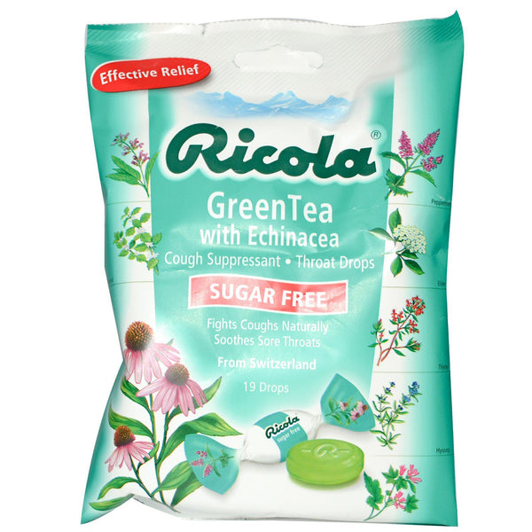 Ricola, Green Tea with Echinacea, Sugar Free, 19 Drops - The Supplement Shop