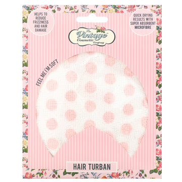 The Vintage Cosmetic Company, Hair Turban, Pink Polka Dot, 1 Count