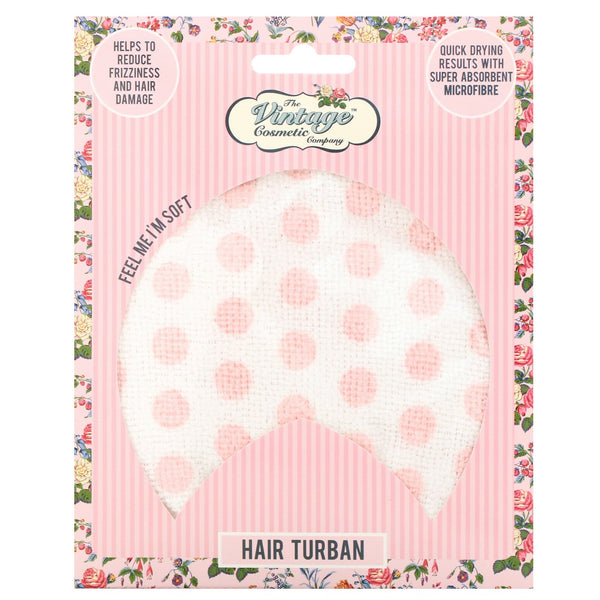 The Vintage Cosmetic Co., Hair Turban, Pink Polka Dot, 1 Count - The Supplement Shop