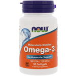 Now Foods, Omega-3, Molecularly Distilled, 30 Softgels - The Supplement Shop