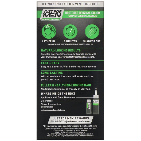 Just for Men, Original Formula Men's Hair Color, Dark Blond/Lightest Brown H-15, Single Application Kit - The Supplement Shop