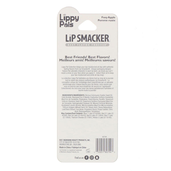 Lip Smacker, Lippy Pals Lip Balm, Fox, Foxy Apple, 0.14 oz (4 g) - The Supplement Shop