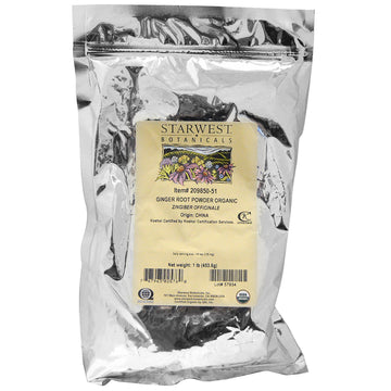 Starwest Botanicals, Ginger Root Powder, Organic, 1 lb (453.6 g)