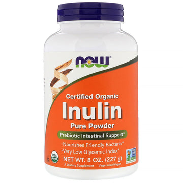 Now Foods, Certified Organic Inulin, Prebiotic Pure Powder, 8 oz (227 g)