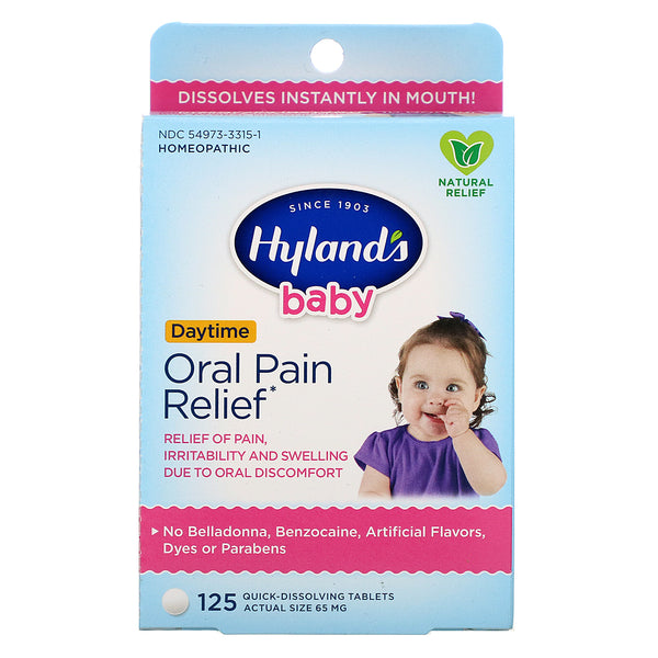 Hyland's, Baby, Oral Pain Relief Daytime, 125 Quick-Dissolving Tablets - The Supplement Shop