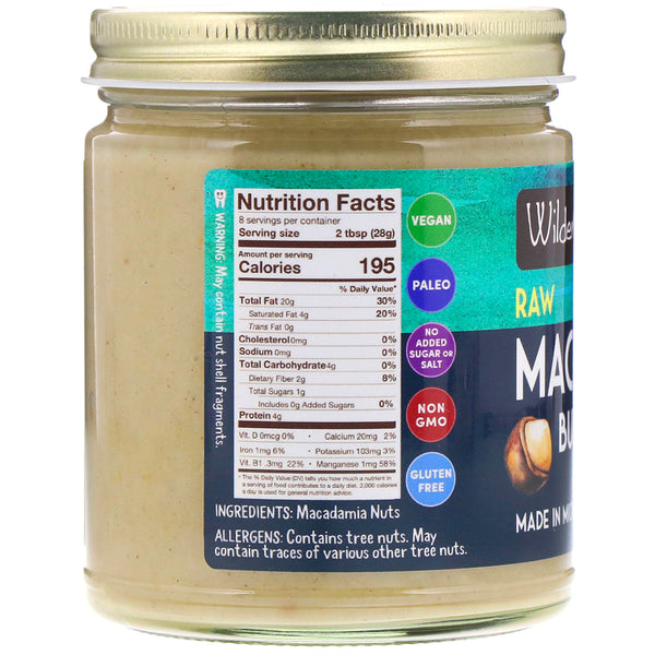 Wilderness Poets, Raw Macadamia Butter, 8 oz (227 g) - The Supplement Shop