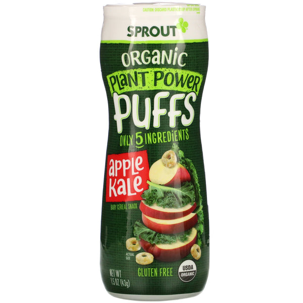 Sprout Organic, Plant Power Puffs, Apple Kale, 1.5 oz (43 g) - The Supplement Shop