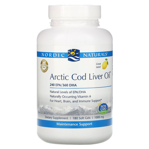 Nordic Naturals, Arctic Cod Liver Oil, Lemon, 1,000 mg, 180 Softgels - The Supplement Shop
