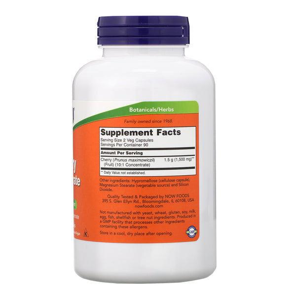 Now Foods, Cherry Concentrate, 750 mg, 180 Veg Capsules - The Supplement Shop