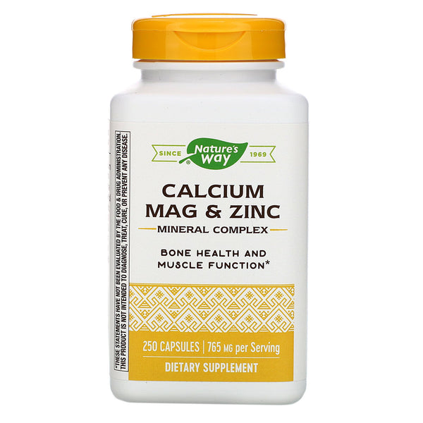 Nature's Way, Calcium, Mag & Zinc, Mineral Complex, 765 mg, 250 Capsules - The Supplement Shop
