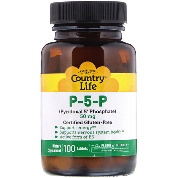 SALE Country Life, P-5-P (Pyridoxal 5' Phosphate), 50 mg, 100 Tablets - The Supplement Shop