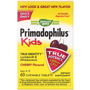 Nature's Way, Primadophilus Kids, Cherry Flavored, 60 Chewable Tablets