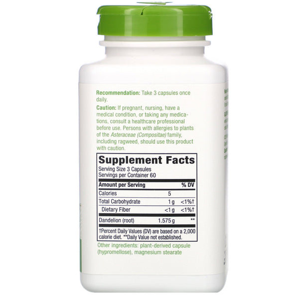 Nature's Way, Dandelion Root, 1,575 mg, 180 Vegan Capsules - The Supplement Shop