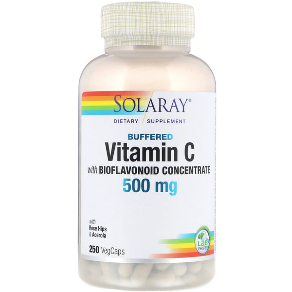 Solaray, Buffered Vitamin C with Bioflavonoid Concentrate, 500 mg, 250 VegCaps - The Supplement Shop