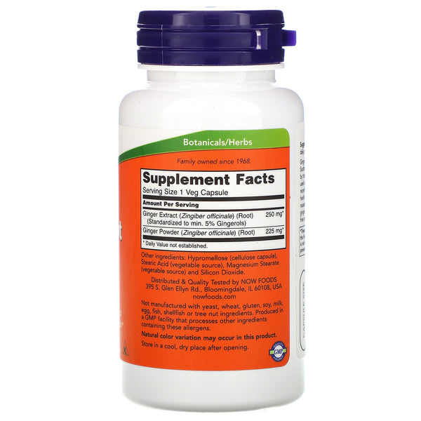 Now Foods, Ginger Root Extract, 250 mg, 90 Veg Capsules - The Supplement Shop