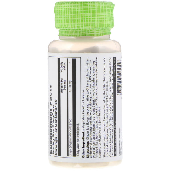 Solaray, Ginger, 550 mg, 100 VegCaps - The Supplement Shop