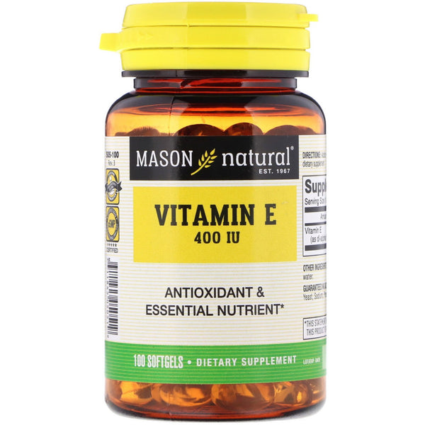Mason Natural, Vitamin E, 400 IU, 100 Softgels - The Supplement Shop