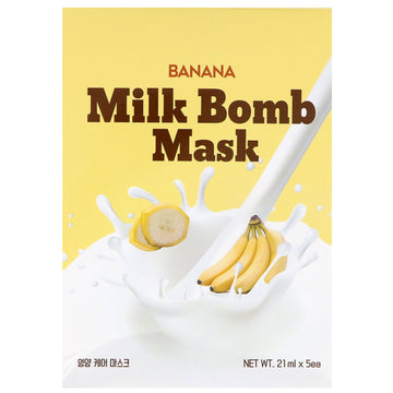 G9skin, Banana Milk Bomb Mask, 5 Sheets, 21 ml Each