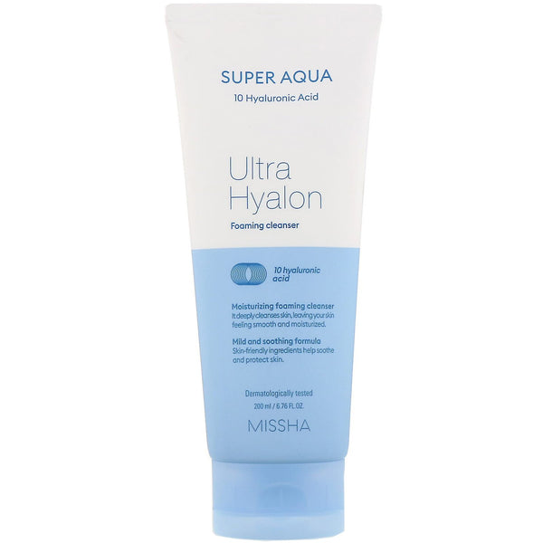 Missha, Super Aqua Ultra Hyalon Foaming Cleanser, 6.76 fl oz (200 ml) - The Supplement Shop
