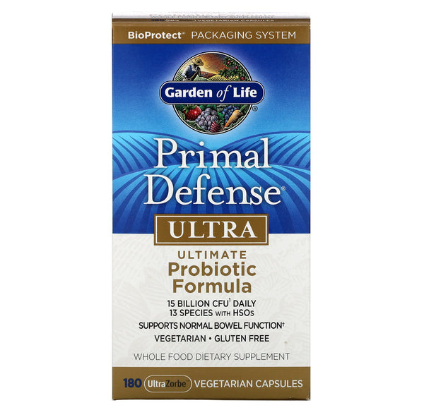 Garden of Life, Primal Defense, Ultra, Ultimate Probiotic Formula, 180 UltraZorbe Vegetarian Capsules - The Supplement Shop