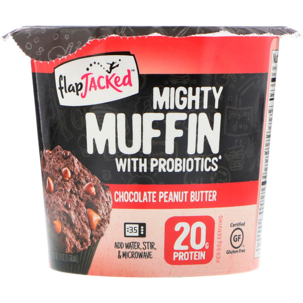 FlapJacked, Mighty Muffin With Probiotics, Chocolate Peanut Butter, 1.9 oz (55 g) - The Supplement Shop