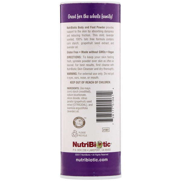 NutriBiotic, Body & Foot Powder with Grapefruit Seed Extract & Lavender Oil, Lavender, 4 oz (113 g) - The Supplement Shop