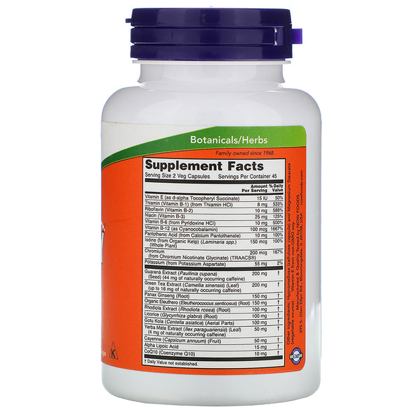 Now Foods, Energy, 90 Veg Capsules - The Supplement Shop