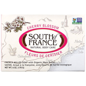 South of France, French Milled Bar Soap with Organic Shea Butter, Cherry Blossom, 6 oz (170 g)
