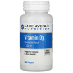 Lake Avenue Nutrition, Vitamin D3, 1,000 IU, 360 Softgels - The Supplement Shop