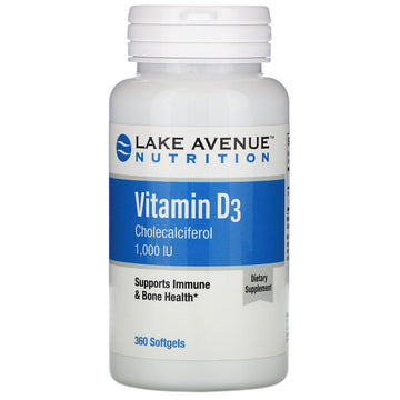 Lake Avenue Nutrition, Vitamin D3, 1,000 IU, 360 Softgels