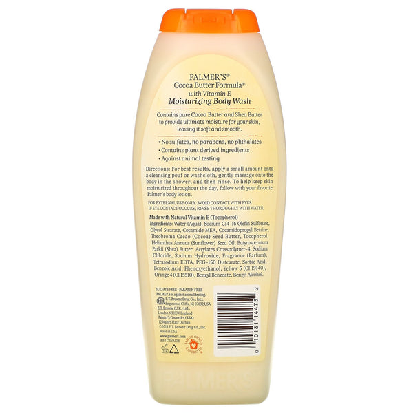 Palmer's, Cocoa Butter Formula, Moisturizing Raw Shea Cocoa Body Wash, with Cocoa Cream Scent, 17 fl oz (500 ml) - The Supplement Shop
