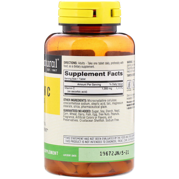 Mason Natural, Vitamin C, 1,000 mg, 100 Tablets - The Supplement Shop