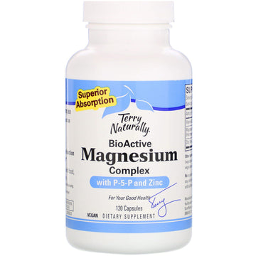 EuroPharma, Terry Naturally, BioActive Magnesium Complex with P-5-P and Zinc, 120 Capsules
