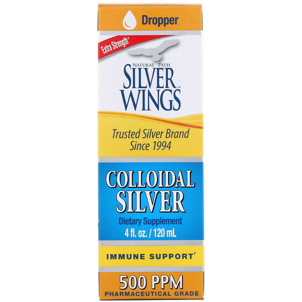 Natural Path Silver Wings, Colloidal Silver, Extra Strength, 500 PPM, 4 fl oz (120 ml) - The Supplement Shop