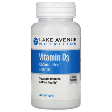 Lake Avenue Nutrition, Vitamin D3, 5,000 IU, 360 Softgels