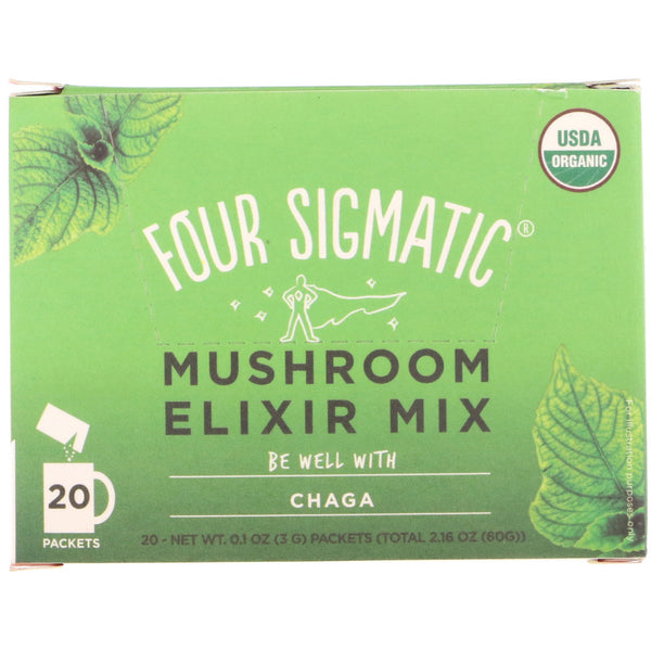 Four Sigmatic, Chaga, Mushroom Elixir Mix, 20 Packets, 0.1 oz (3 g) Each - The Supplement Shop