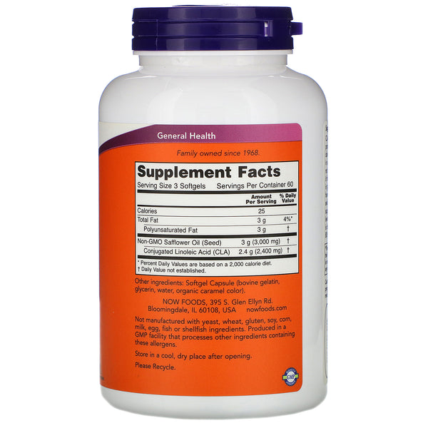 Now Foods, CLA, 800 mg, 180 Softgels - The Supplement Shop
