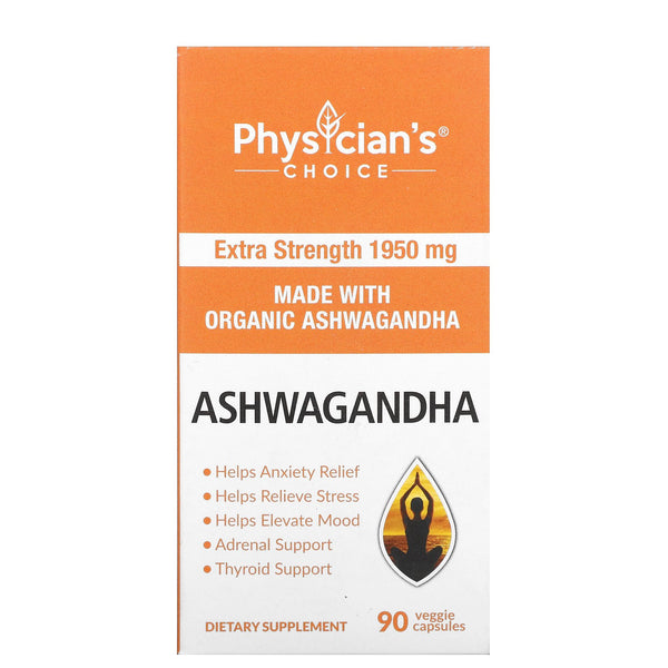 Physician's Choice, Organic Ashwagandha, 1,950 mg, 90 Veggie Capsules - The Supplement Shop