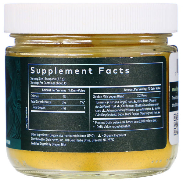 Gaia Herbs, Golden Milk, 4.3 oz (123 g) - The Supplement Shop